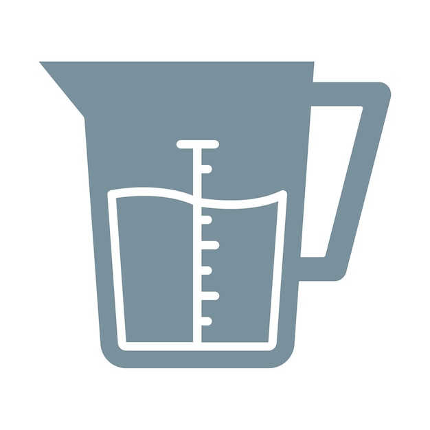 Vector a blue and white drawing of a measuring cup with a measuring cup in it