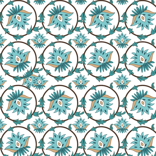 Vector a blue and white floral pattern on a white background