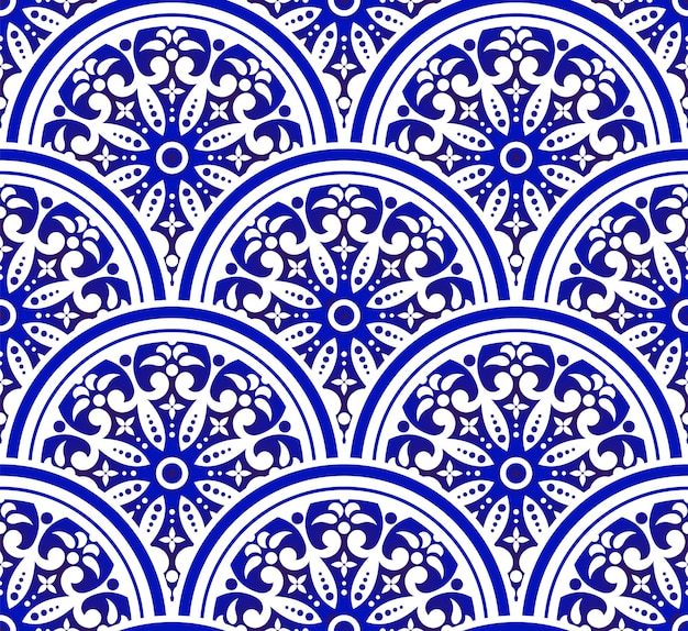 Blue and white floral pattern