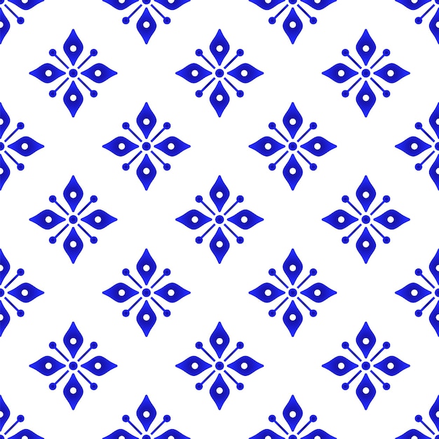 Blue and white floral wallpaper