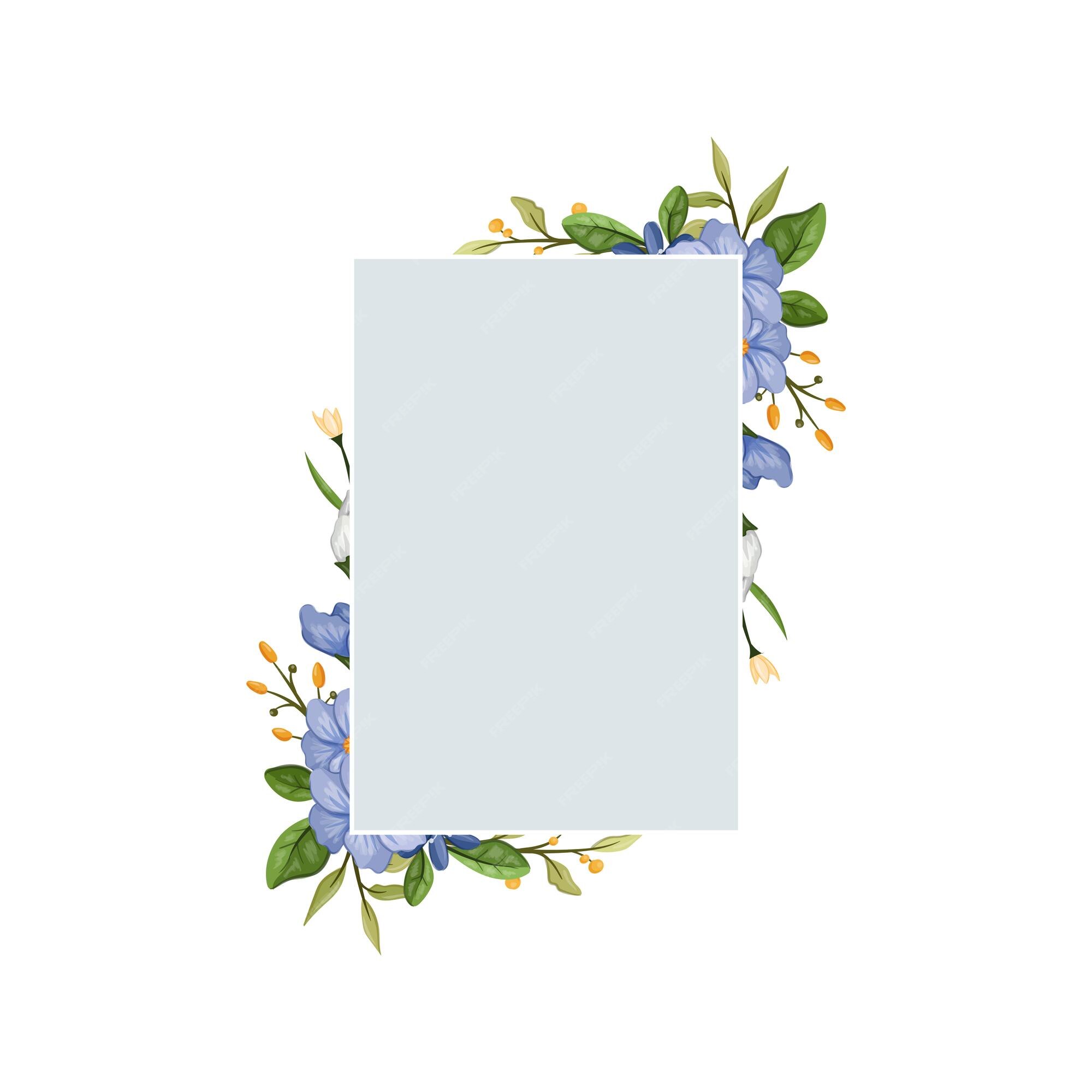 Premium Vector  A blue square paper with flowers on it.