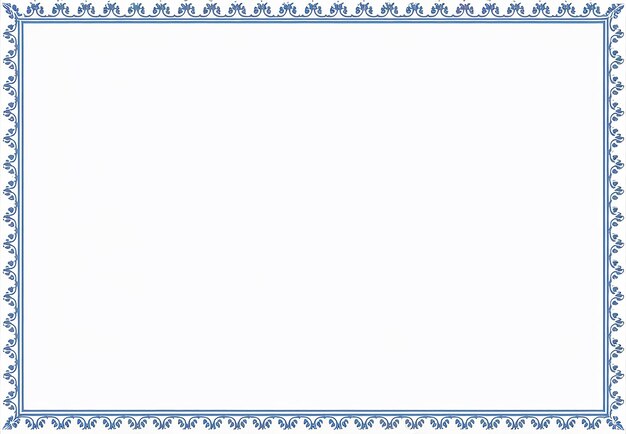 A blue and white framed picture of a blue floral border