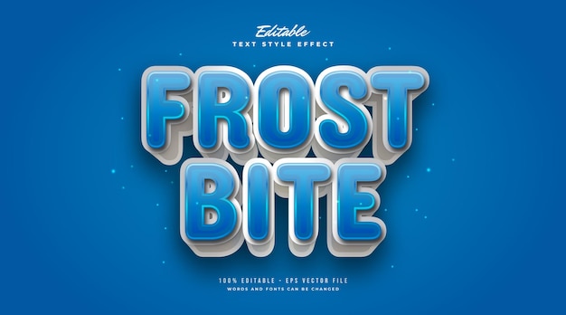 Blue and White Frostbite Text Style with 3D Effect. Editable Text Style Effect