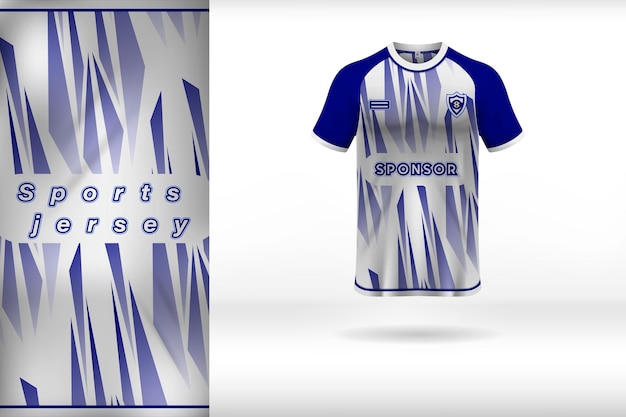 Blue white geometric sports uniform jersey template design