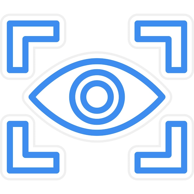 Vector a blue and white image of an eye with a symbol in the middle