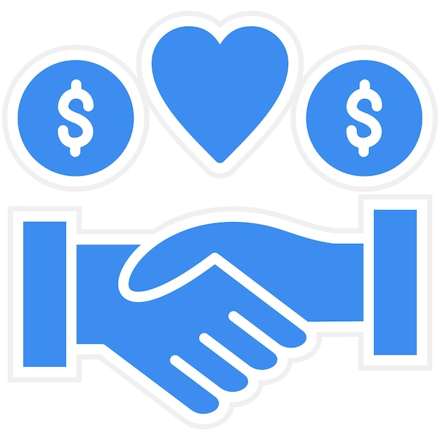 Vector a blue and white image of a hand giving a dollar sign