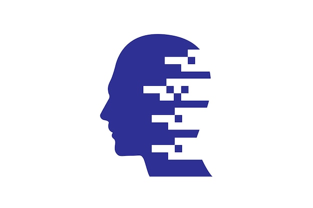 Vector a blue and white image of a human head with a maze on it