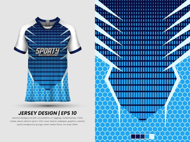 A blue and white jersey that says sporty on it.