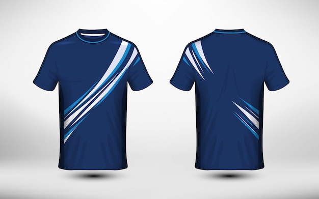 Design t-shirt e-sport con layout blu e bianco