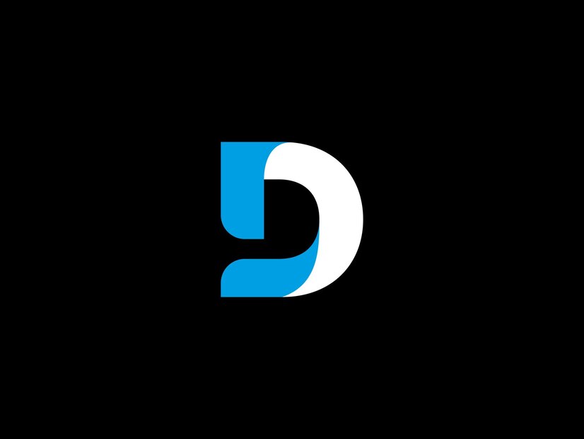 Premium Vector | A blue and white letter d logo on a black background