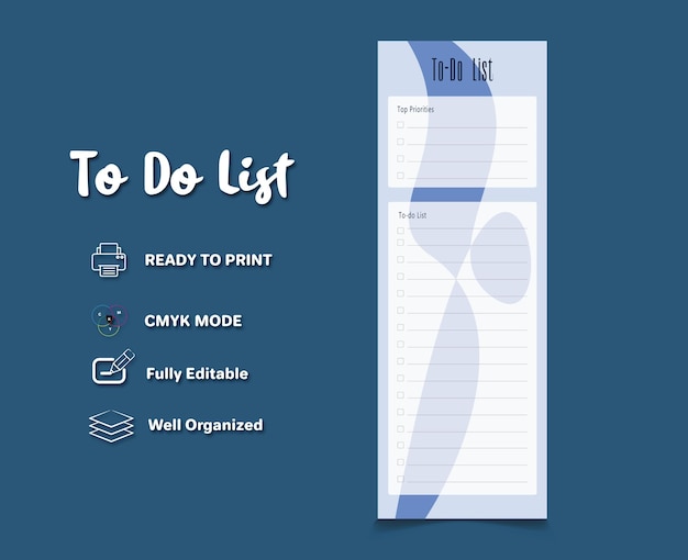 Vector a blue and white to do list with a blue background