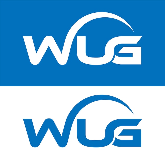 A blue and white logo for a company called wg.