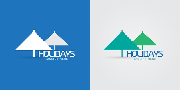 A blue and white logo for holidays