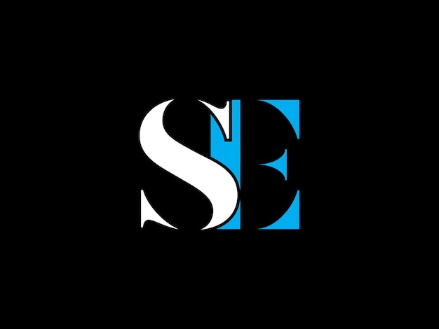 A blue and white logo with the word se on it