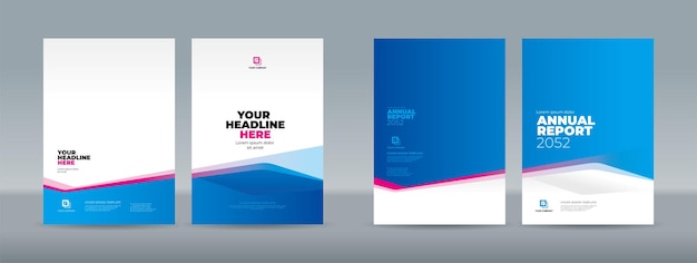 Blue white and magenta abstract shape on white blue gradation background A4 size book cover template for annual report magazine booklet proposal portfolio brochure poster
