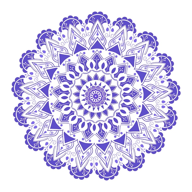 a blue and white mandala with a design that says
