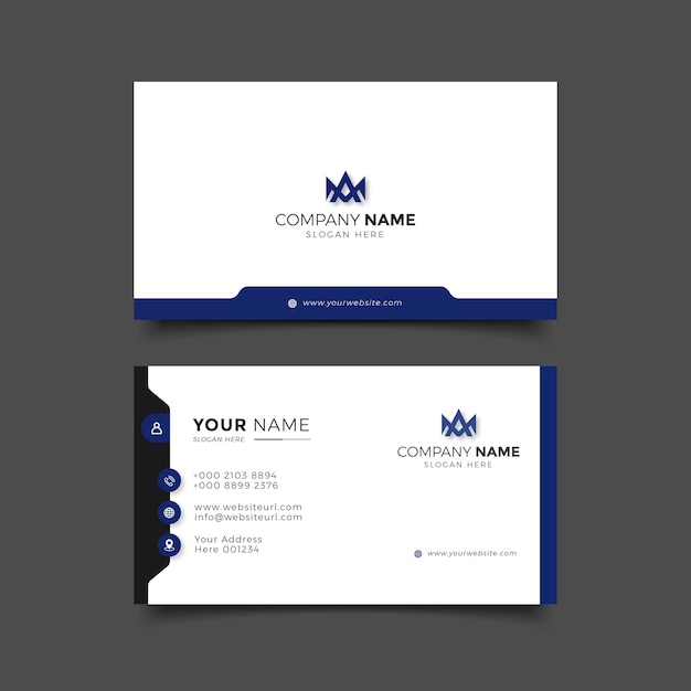 blue and white modern business card design template