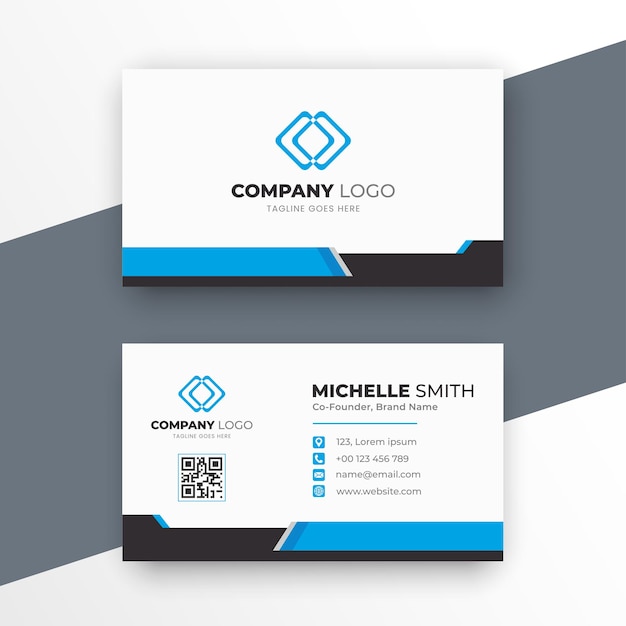 Blue and white modern business card template