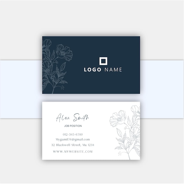 blue and white Modern and clean professional Elegant business card template