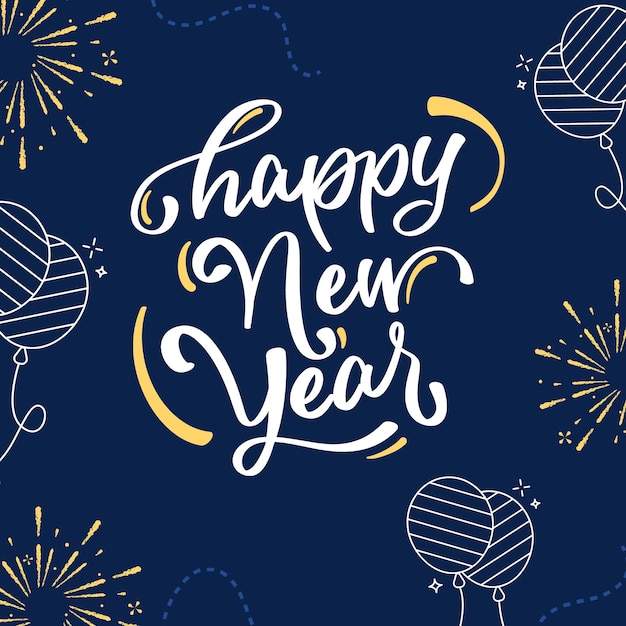 Blue White Modern Happy New Year Instagram Post