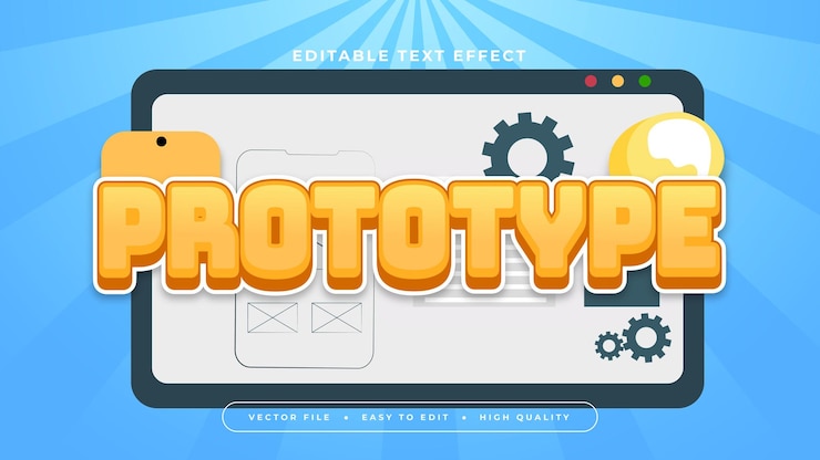 Vector 파란색, 색, 오렌지색 3d 프로토타입 편집 가능한 텍스트 효과 글 스타일