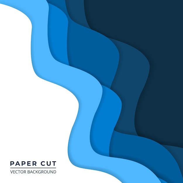 Vector blue and white paper cut abstract background