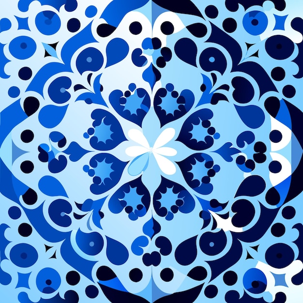 파란색 배경에 파란색과 흰색 패턴