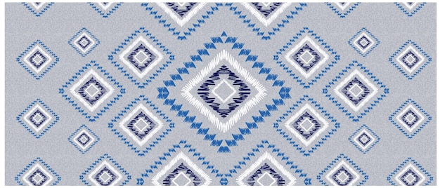A blue and white pattern with a diamond in the center.