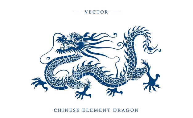 Vector blue and white porcelain chinese dragon pattern