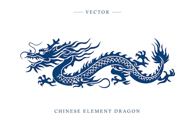 Vector blue and white porcelain chinese dragon pattern