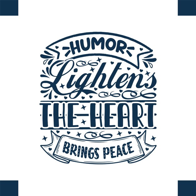 A blue and white poster that says lighten the heart brings peace.