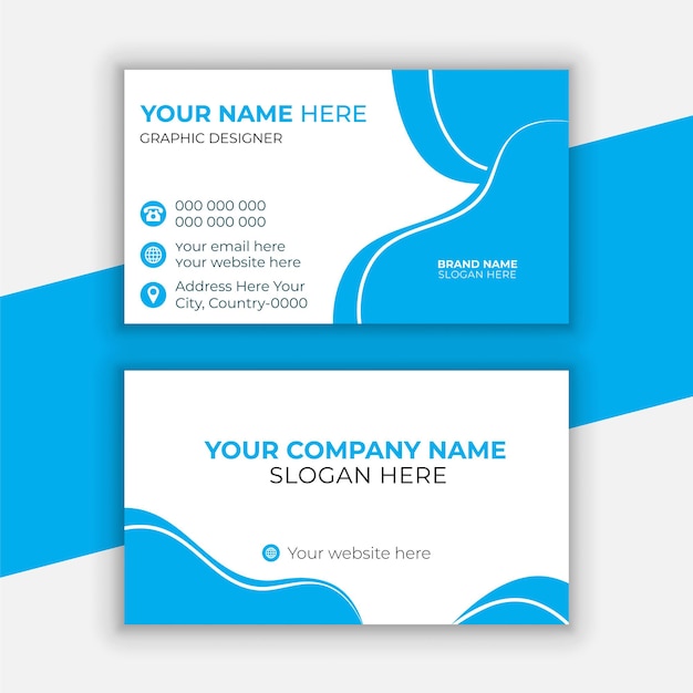 A blue and white Professional business card design template
