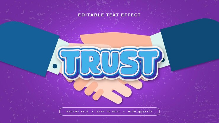 Vector blue white and purple violet trust 3d editable text effect font style