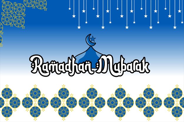 Vector a blue and white ramadhan of a mosque