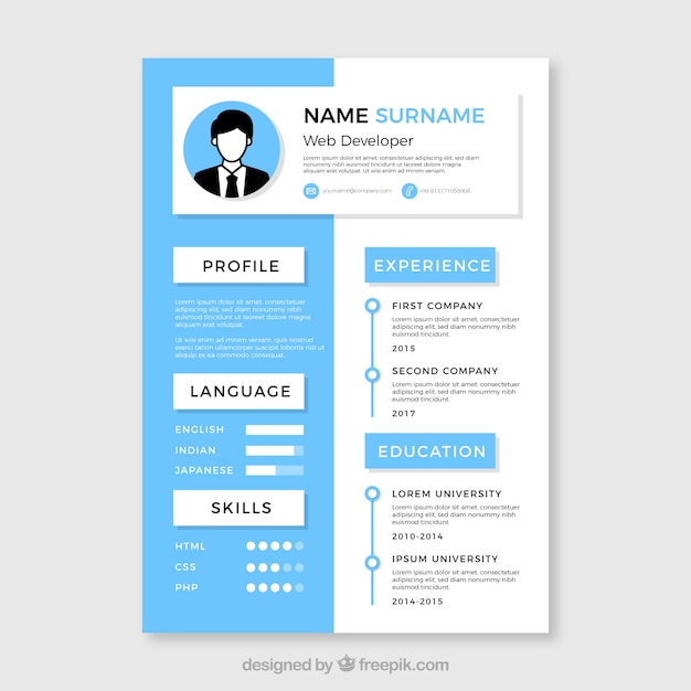 Blue and white resume concept