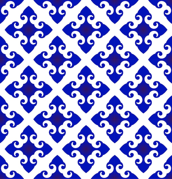 Blue and white seamless pattern