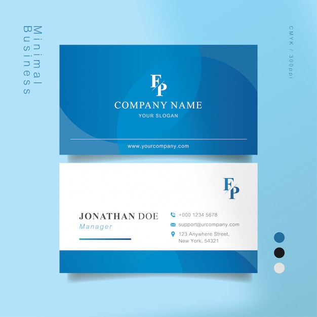 Blue and white smart business card