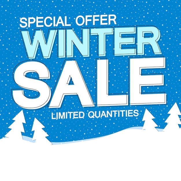 a blue and white snowflake advertises a special sale