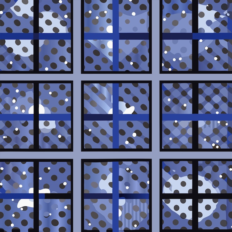 Vector a blue and white square with a black and white pattern on it