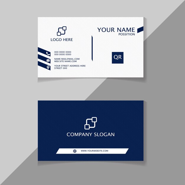 Vector blue and white stylish modern business card template