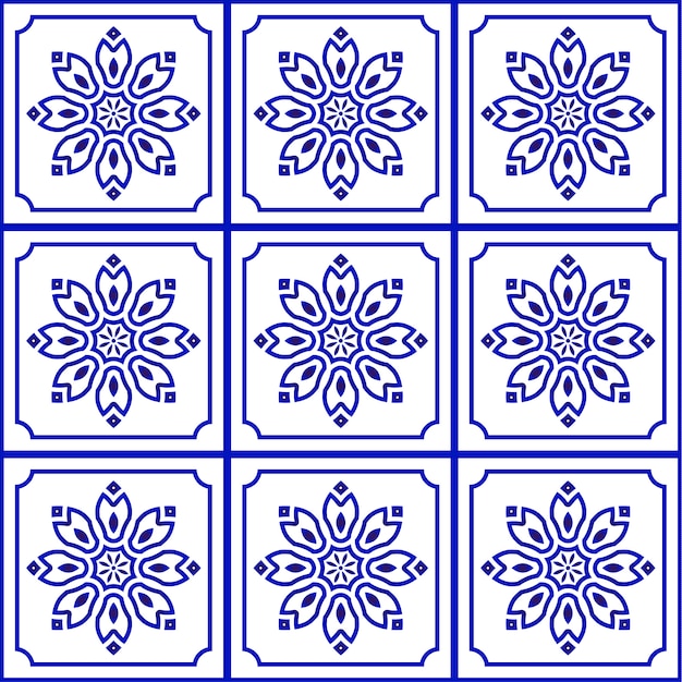 Blue and white tile pattern seamless