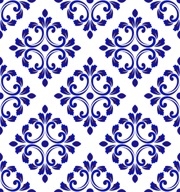 Blue and white tile pattern seamless