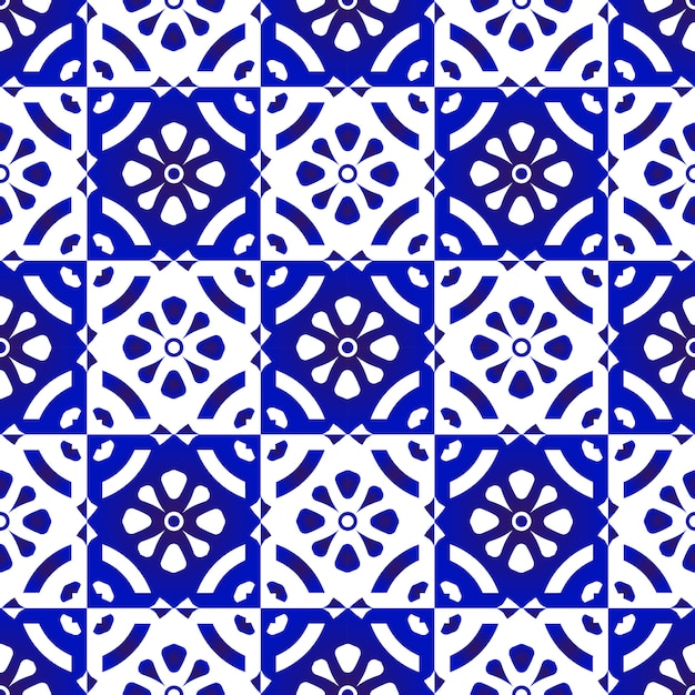 Blue and white tile pattern 