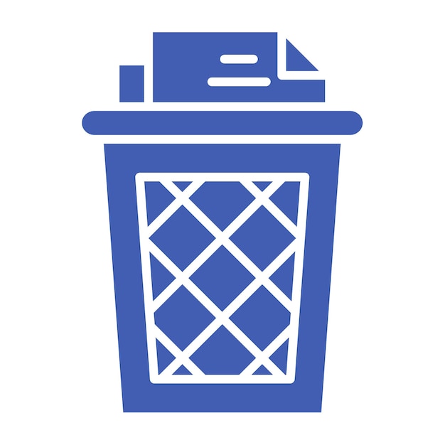 Vector a blue and white trash can with a blue lid