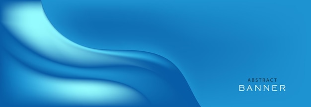 Blue and white vector wave banner background