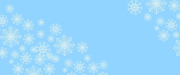 Vector blue and white vector winter banner with decorations snowflakes