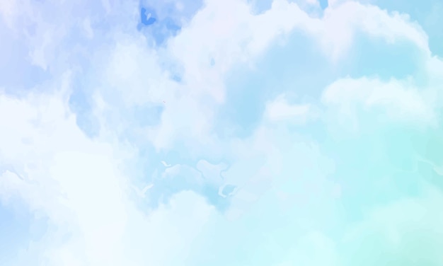 Vector blue white watercolor background clouds