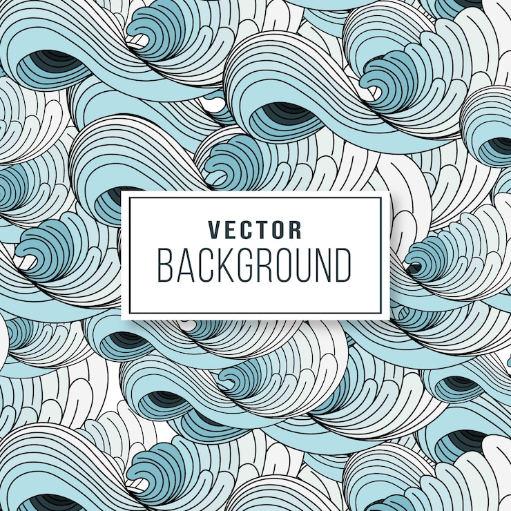 Vector blue and white wave japanese art pattern  background