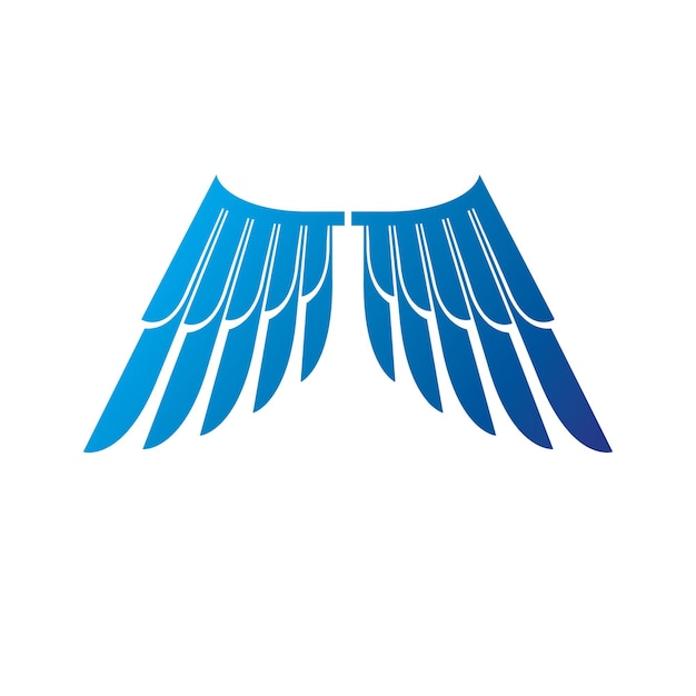 Simbolo araldico delle ali blu. illustrazione vettoriale isolata del logo decorativo stemma araldico.