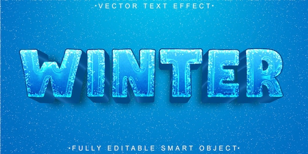 Vector blue winter vector fully editable smart object text effect